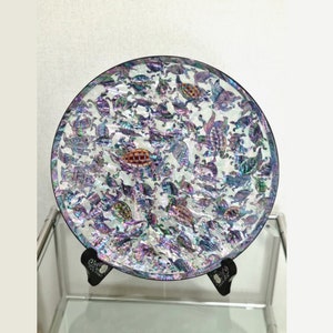 Korean traditional mother of pearl turtles handmade plate