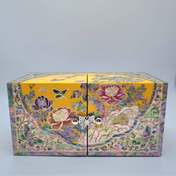 Korean Yellow Najeon Lacquer Jewelry Box With Mother of Pearl - Etsy