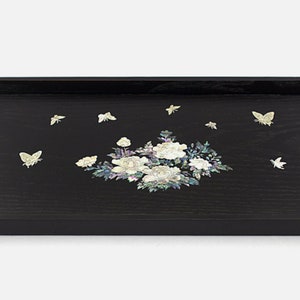 Najeon lacquerware peony antique mother of pearl tray