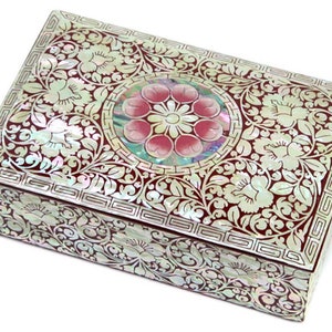 Joyero de flor pintada de nácar coreano Joseon Najeon