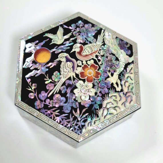 【送料込】 Korean Najeon Box Hexagon Pearl of Mother Lacquerware, バッグ