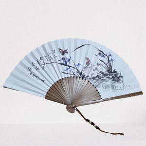 Korean traditional painting hand hanji fan 4 types