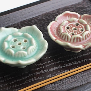 Korean lotus shaped celadon incense holder handmade incense stand interior decor