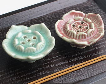 Korean lotus shaped celadon incense holder handmade incense stand interior decor