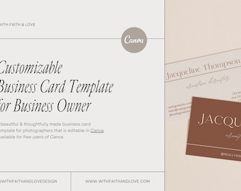 Editable Business Card Template - Feminine Business Card - Business Card - DIY Business Card - Canva Template