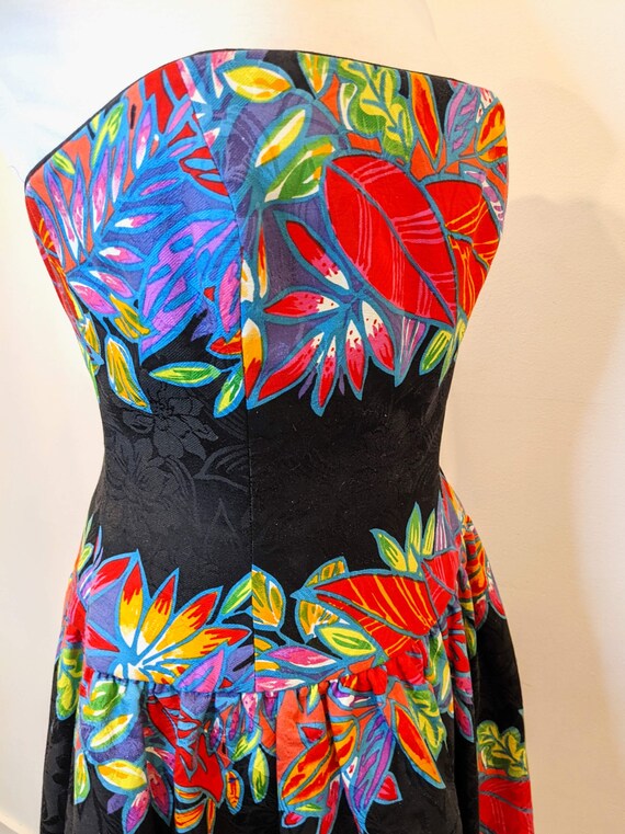 80s A.J. Bari Floral Fit and Flare Cocktail Dress… - image 9