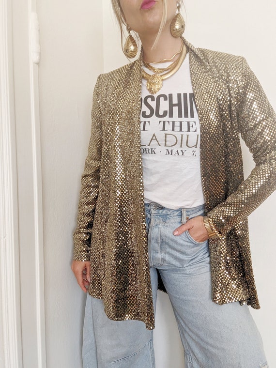 80s Gold Disco High Low Swing Jacket