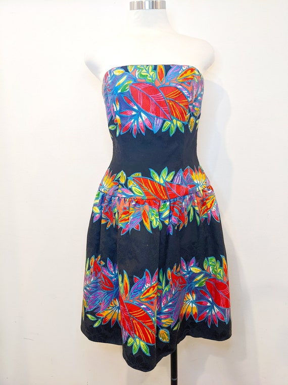 80s A.J. Bari Floral Fit and Flare Cocktail Dress… - image 10