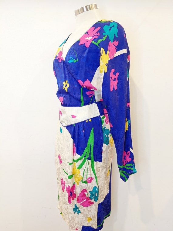 Vintage Flora Kung Silk Floral Dress // 1980s - image 6