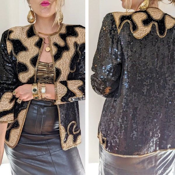 80s Gold Sequin Velvet Trophy Jacket