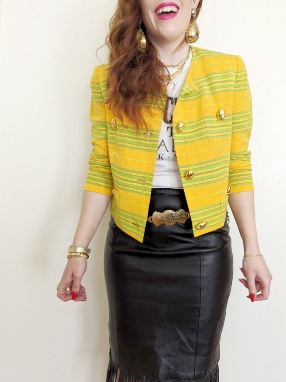 90s Striped Cropped Blazer - image 7