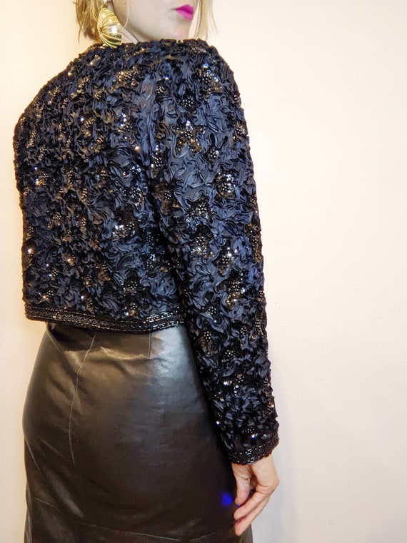 Sequin Bolero Jacket with Scalloped Edges // Ribb… - image 6