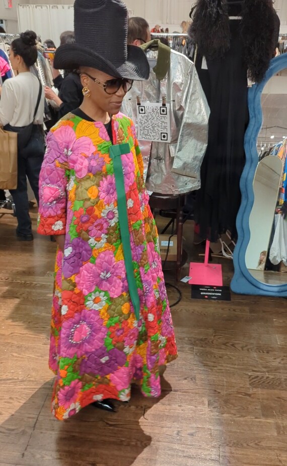 60s Floral Quilted House Coat