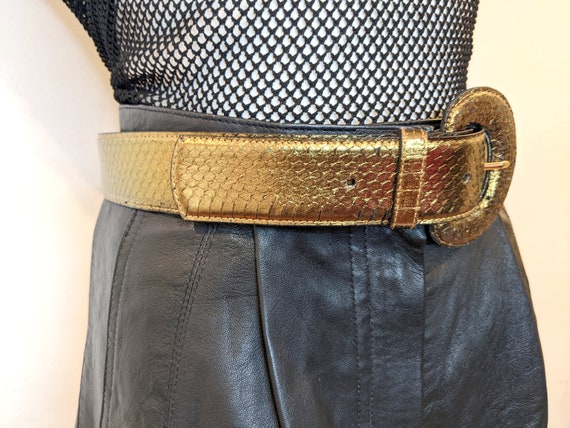 Bronze Iridescent Snakeskin Belt // Chunky Statem… - image 6