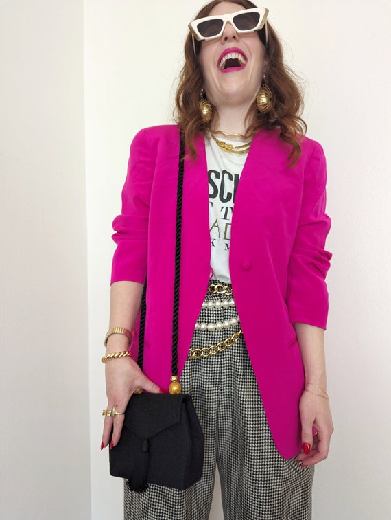 90s Hot Pink Silk Blazer || Liz Claiborne