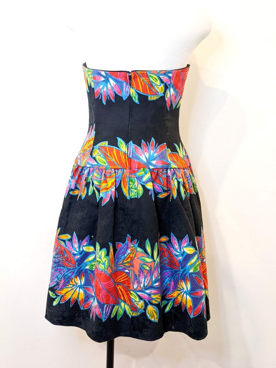 80s A.J. Bari Floral Fit and Flare Cocktail Dress… - image 6