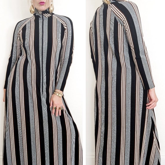 70s Striped Knit Kaftan // Long Sleeve Kaftan // … - image 1