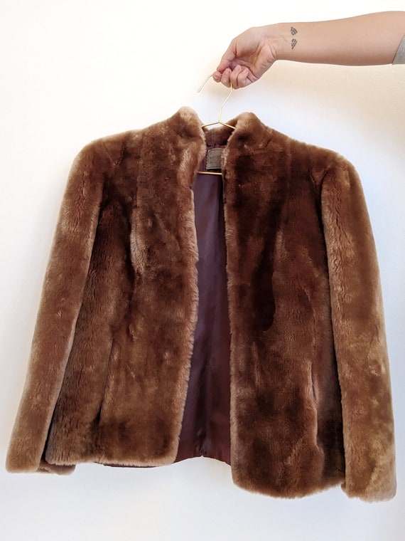 Vintage Faux Fur Cropped Jacket // 60s Statement … - image 2