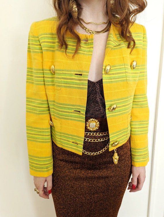 90s Striped Cropped Blazer - image 5