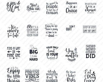 Pacchetto di file SVG motivazionali: citazioni positive, affermazioni (download digitale)