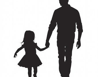 Silueta de padre e hija: imágenes PNG de la mano (descarga digital)