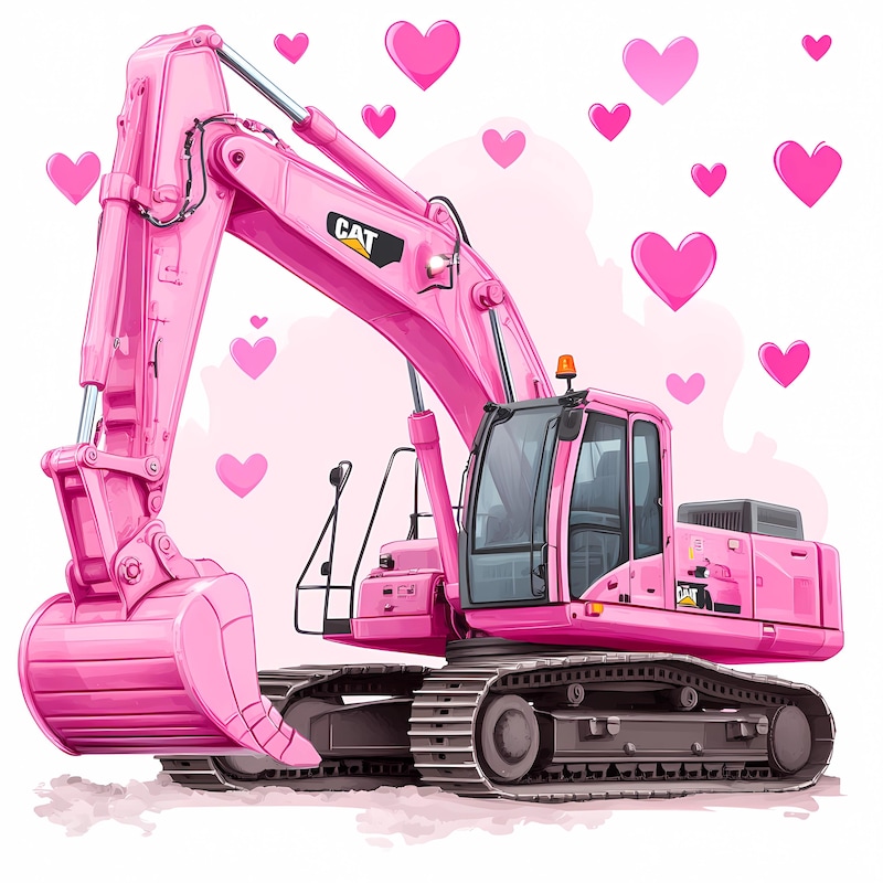 Pink Diggers Vector Pink Excavator - Etsy