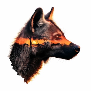 Hyena Clipart, Safari Clipart Set of 9, African Animals, Hyena Sticker, Watercolor Hyena High Quality PNG Wall Art Bundle, Paper Craft
