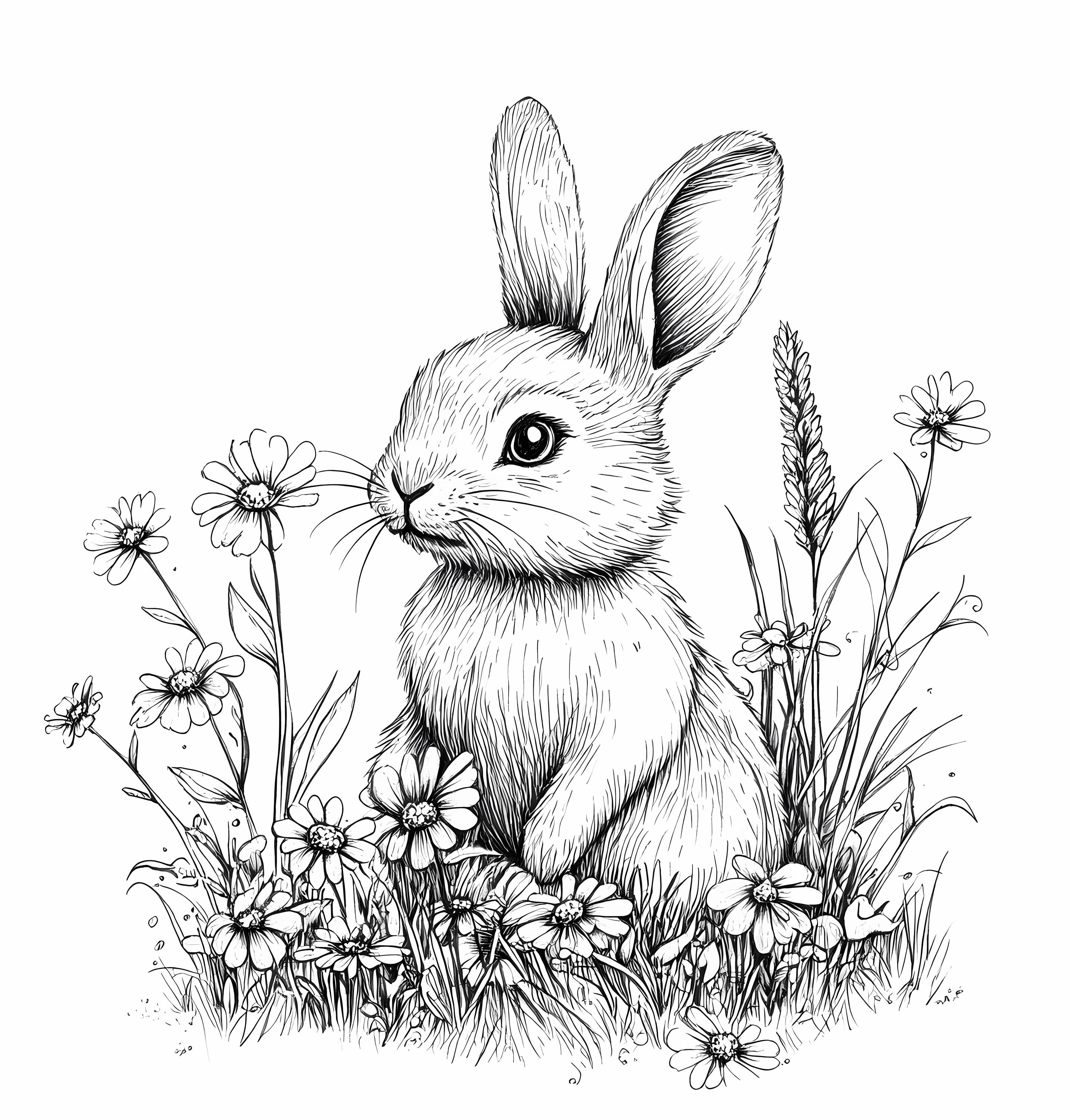 Easter Bunny Coloring Pages Set of 8: Spring Rabbit Designs for Kids ...