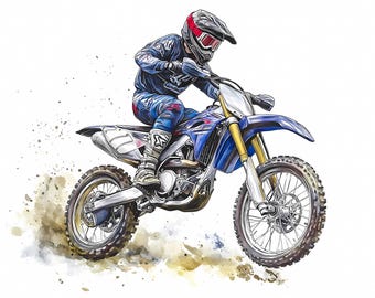 Motocross Dirt Bike Clipart Bundle, Off Road Motorcycle Graphics Digital Download, 733