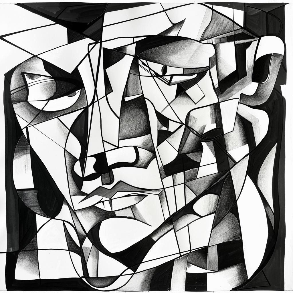 Abstract Cubism Art Bundle, Modern Geometric Line Composition - Etsy
