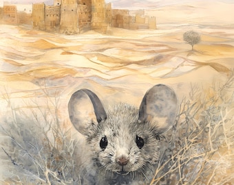 Watercolor Mouse Clipart Bundle, Woodland Mouse Wall Art Prints, Animal Illustrations, Rustic Forest Wildlife