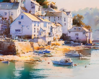 Coastal Houses Watercolor Clipart, Seaside Harbor Village PNG, Beach Cottage Art,Digital Download