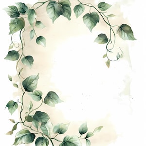 Conjunto de 10 molduras de folhas em aquarela vintage PNG para impressão e sublimação – clipart de moldura botânica para projetos DIY