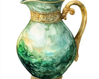 Watercolor Vase Clipart Set: Vintage Pottery Graphics (PNG, JPG)