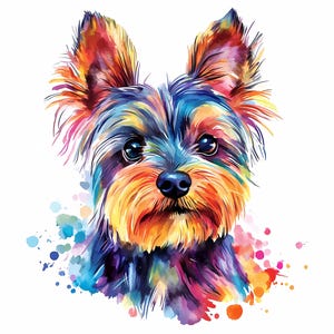 Zabawny zestaw 8 klipartów Yorkie, klipart Yorkshire Terrier, akwarelowy pies, słodki pies, klipart dla zwierząt, scrapbooking, dzienniki śmieci
