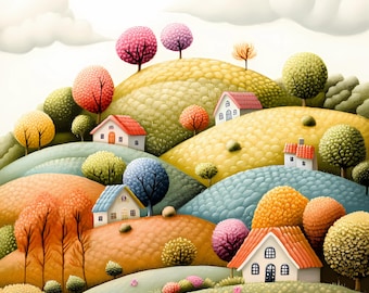 Whimsical Landscape Clipart Bundle: Countryside Scenery Graphics (PNGs)