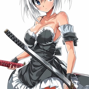 Set di 8 PNG di Anime Warrior Maid con Katana - Download immediato per magliette fai da te, sublimazione, stampe su tazze e artigianato