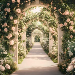 Rose romantique arcade allée de jardin PNG lot de 8 cliparts pour sublimation gobelet mug chemise art mural bricolage téléchargement immédiat