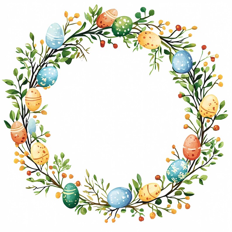 Floral Easter Egg Wreath PNG Clipart Set (digital Download) - Etsy