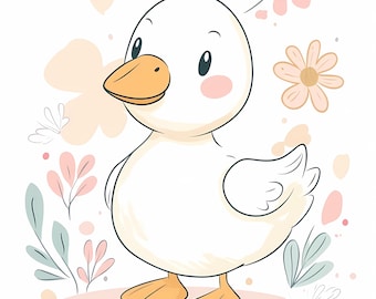 Duckling Watercolor Clipart: Hand Drawn Duck PNG ,Digital Download,225