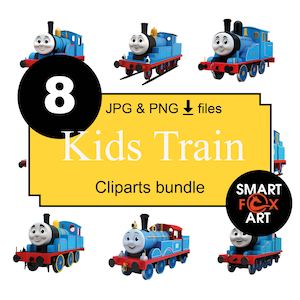 Conjunto de imágenes prediseñadas de trenes: Gráficos ferroviarios infantiles para álbumes de recortes (descarga digital)