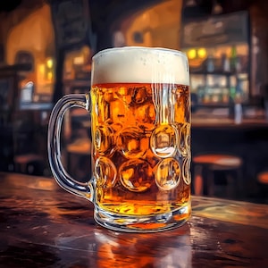 Bavarian Beer Mug Decor, Oktoberfest Bar Kitchen Poster, German Beer Lover Gift, PNG JPG Download for DIY Projects, Beer Themed Wall Art