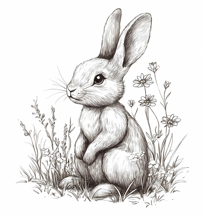 Clipart collection includes Easter Rabbit Coloring images to give you the best value for your money. This clipart bundle will be perfect for a variety of your creative projects - nursery wall art or decor, junk journals, greeting cards, invitations, prints, mugs, apparel, social media posts or other projects!