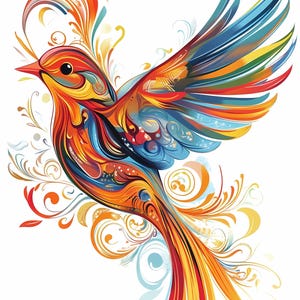 Bunte Vögel Clipart, bunte Fantasy Vogel Illustration Bundle von 11, Aquarell Regenbogen Vogel hochwertige PNGs farbige Vogel Wandkunst