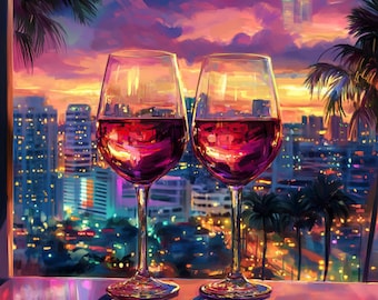 Watercolor Red Wine Glass Clipart: Elegant Wall Art (PNG, JPG Digital Download)