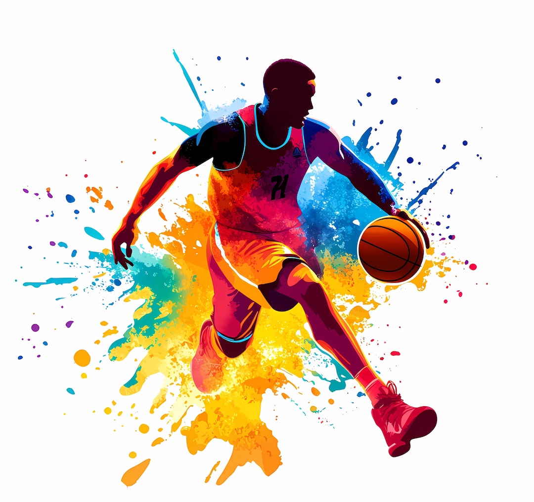 Watercolor Basketball Player Clipart, PNG Art Digital Download, 305 - Etsy
