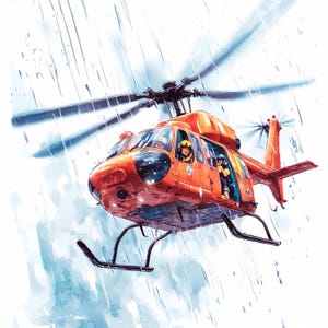 8 Cartoon Helicopter Clipart, Watercolor Heli, Printable Watercolor clipart, High Quality PNGs, Digital download, Paper craft, Junk Journal