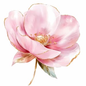 Rosa und Gold Blumen Clipart-Set von 12, Aquarell Blumen Clipart, druckbare botanische Clipart, Hochzeitseinladungen, Scrapbooking Blumen