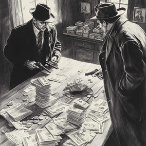 1930er Jahre Gangster-Szene Bleistift-Zeichnungs-Bundle-Set 8 – Vintage Noir Mafia PNG Kunst – Rauchgefüllter Pokerraum – Retro digitaler Download