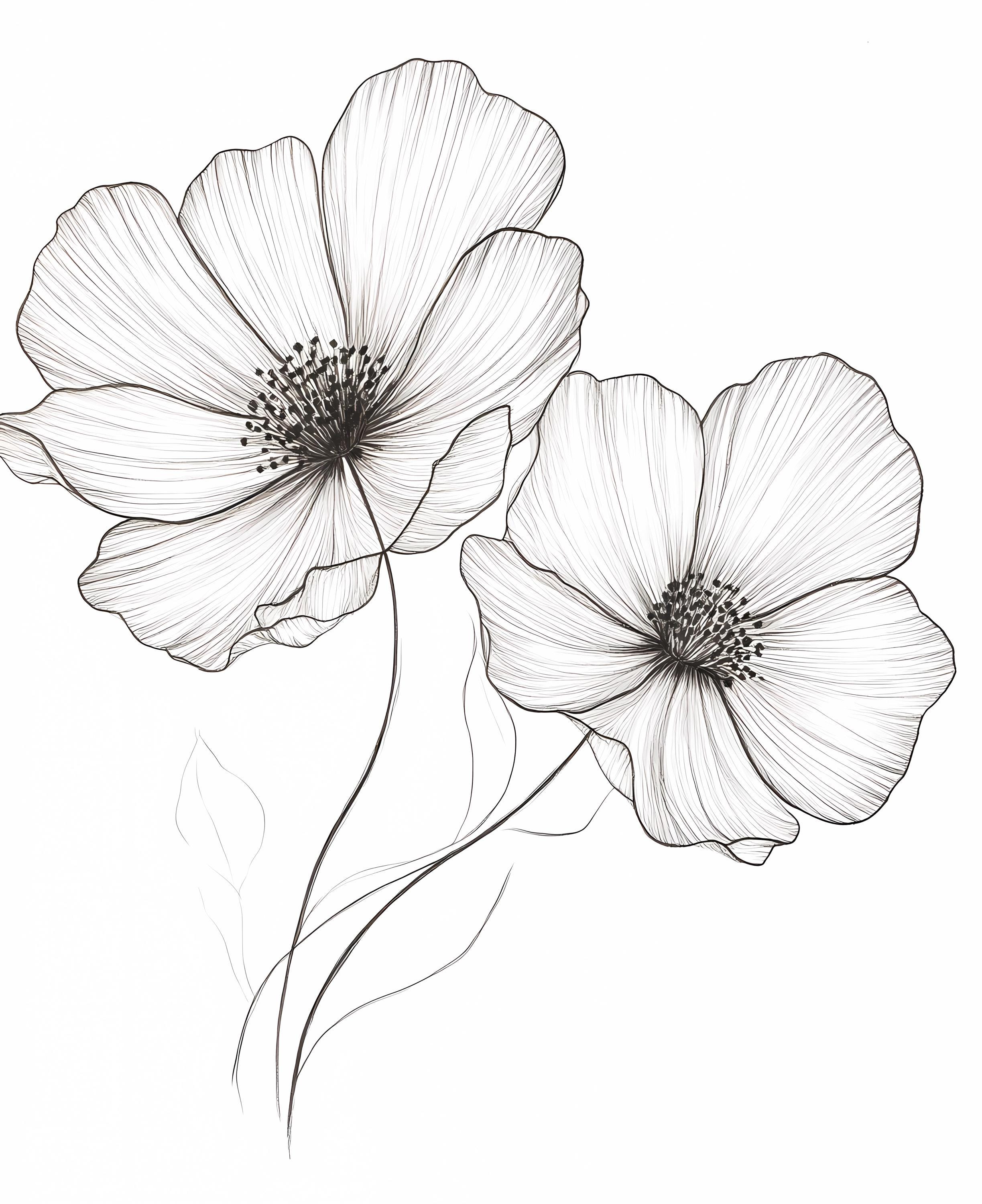 White outline flower - Etsy België, image size:2447x3000